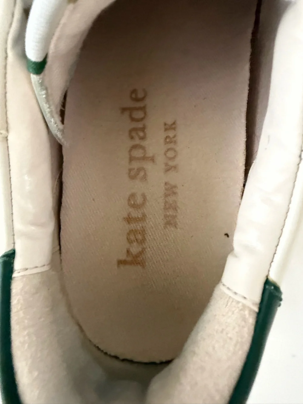 Kate Spade Ace Leopard Leather Sneakers White Green Beaded Cat Shoes Sz 7 EUC